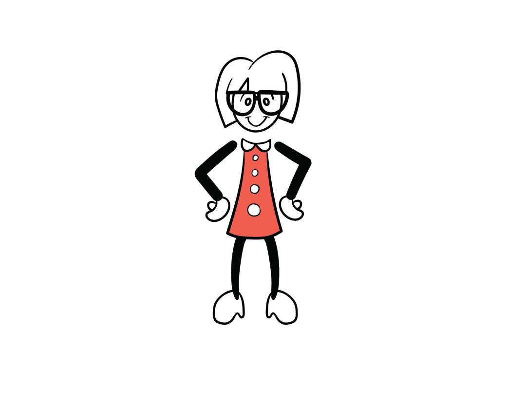 Transparent Background Cartoon Happy Female Character Graphic