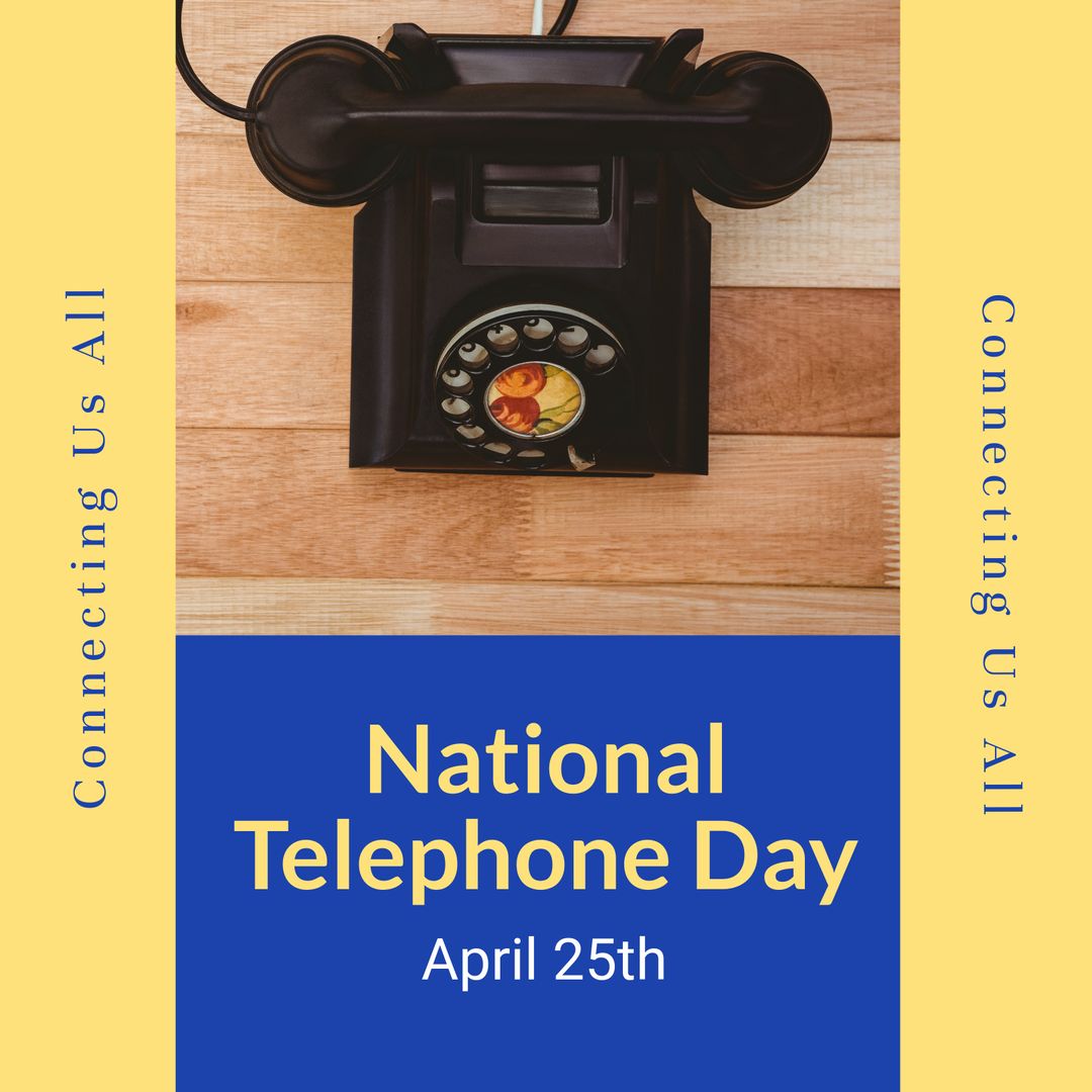 Vintage Rotary Phone Announcement for National Telephone Day - Download Free Stock Templates Pikwizard.com