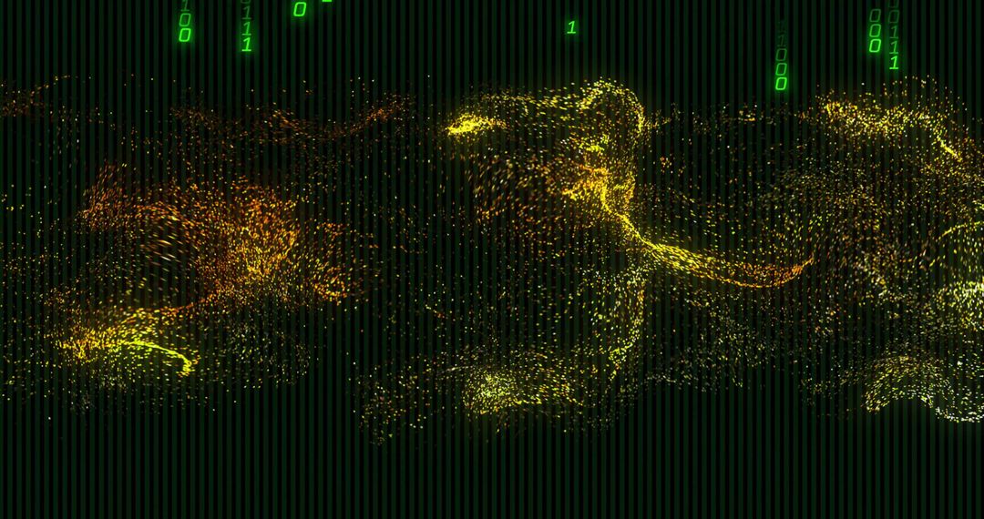 Futuristic Binary Streams and Abstract Neon Light Clusters