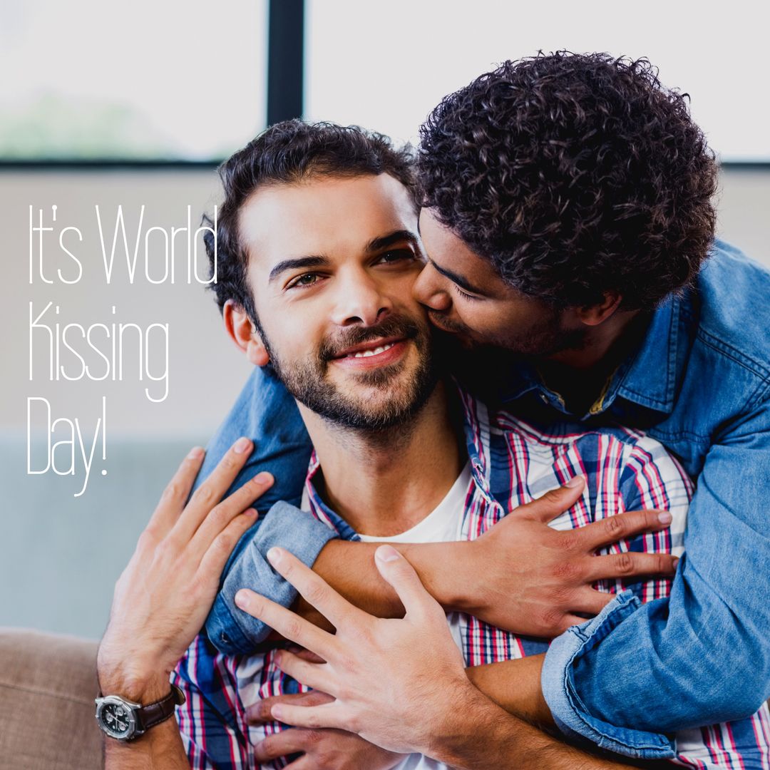 Couple Celebrating World Kissing Day with Loving Embrace
