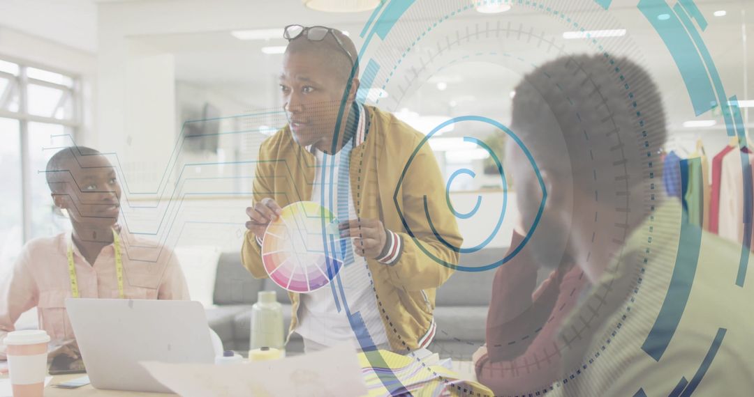 Creative Director Leading Design Meeting with Color Wheel