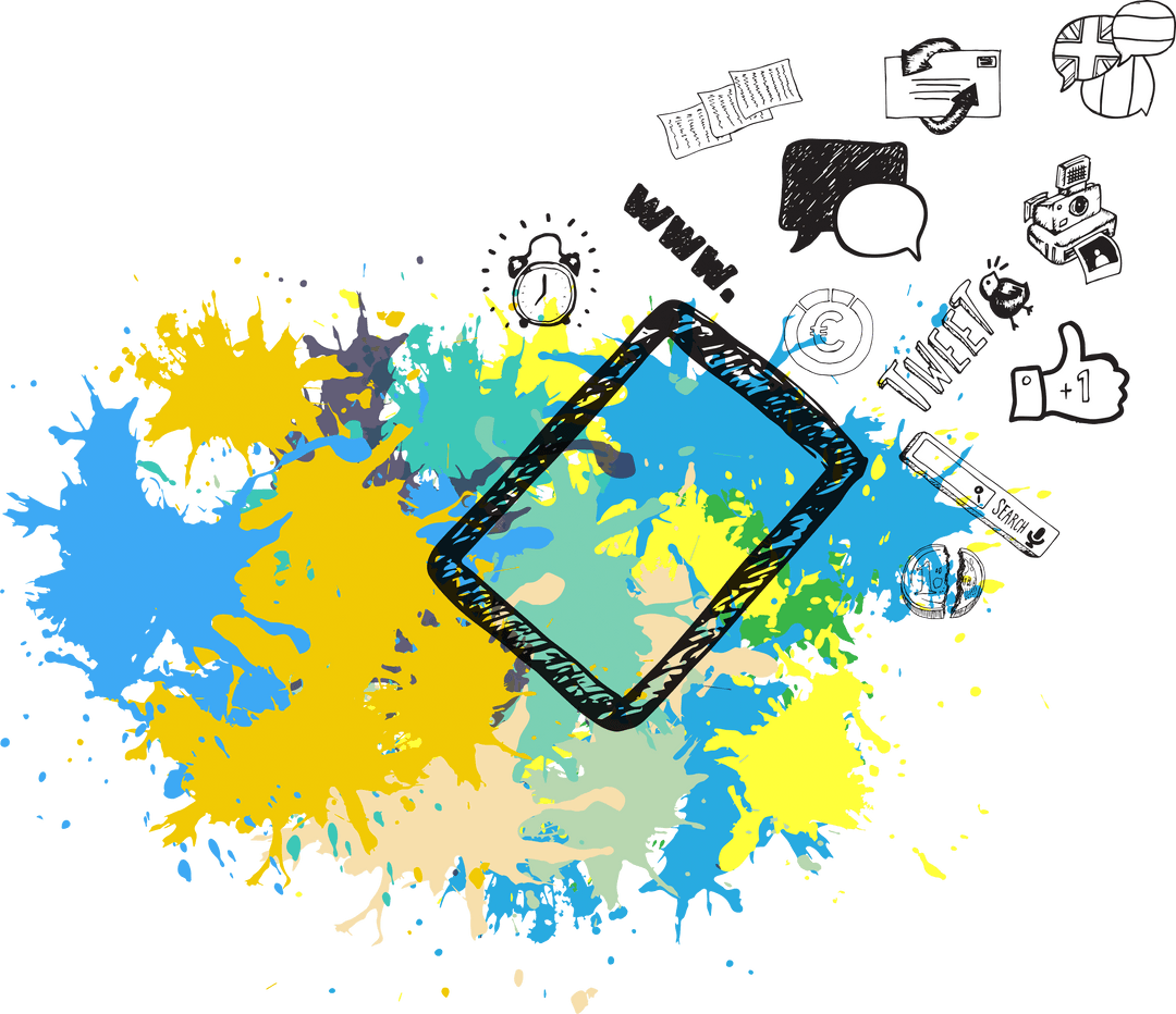 Colorful Social Media Elements on Transparent Background