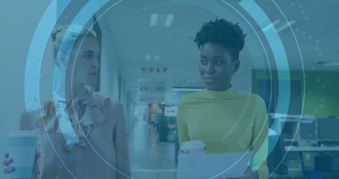 Digital Interface Overlay with Diverse Business Colleagues