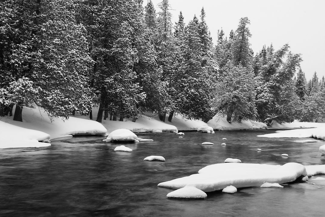 River water snow  - Free Images, Stock Photos and Pictures on Pikwizard.com