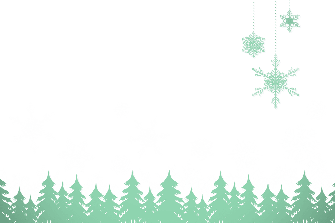 Snowflakes and Christmas Trees on Transparent Background