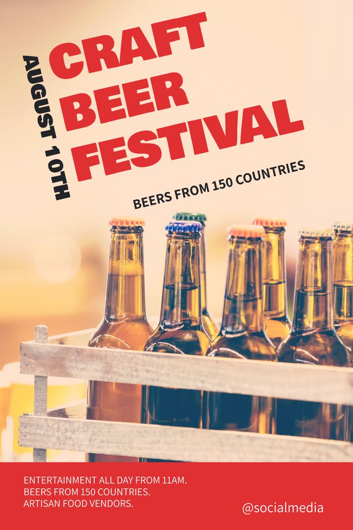 Global Craft Beer Festival Poster with Bottles Displayed in Wooden Crate - Download Free Stock Templates Pikwizard.com