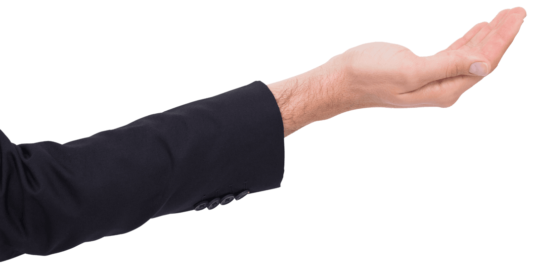 Transparent Gesture of Businessman Offering Open Hand
