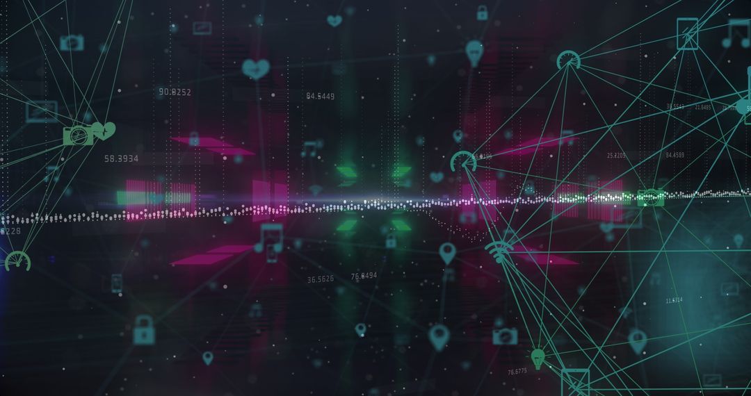 Abstract Digital Connectivity with Neon Network Lines