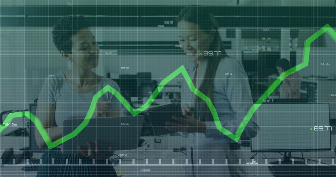 Professionals Analyzing Stock Market Data Overlaid with Graphs - Free Images, Stock Photos and Pictures on Pikwizard.com