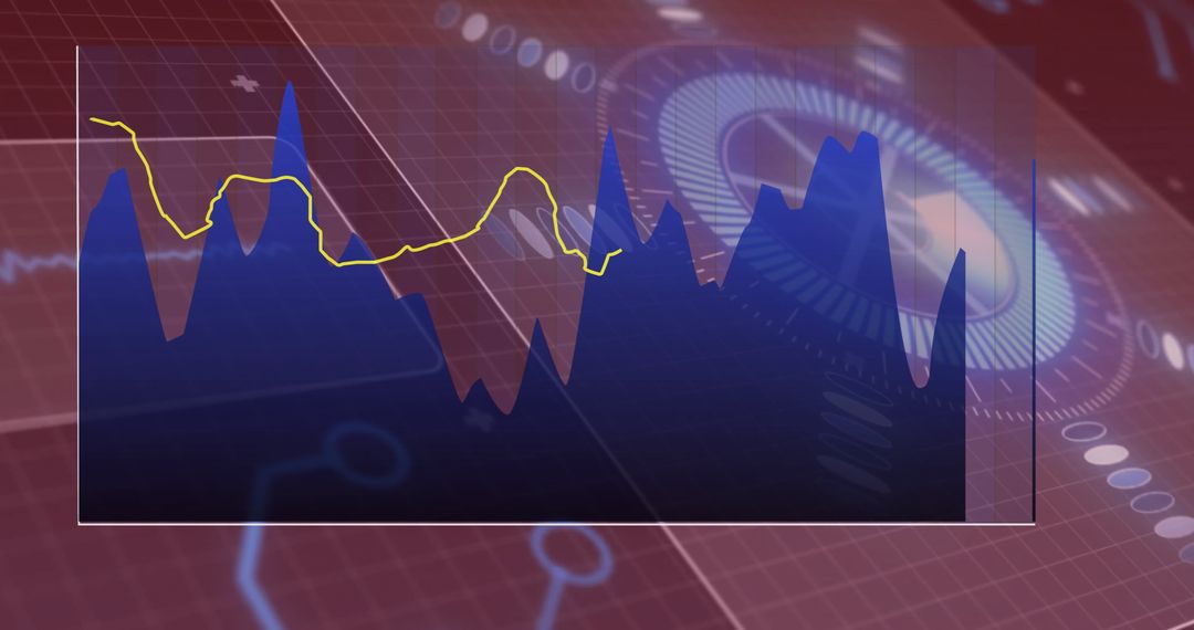 Financial Data Chart with Technology Interface Background
