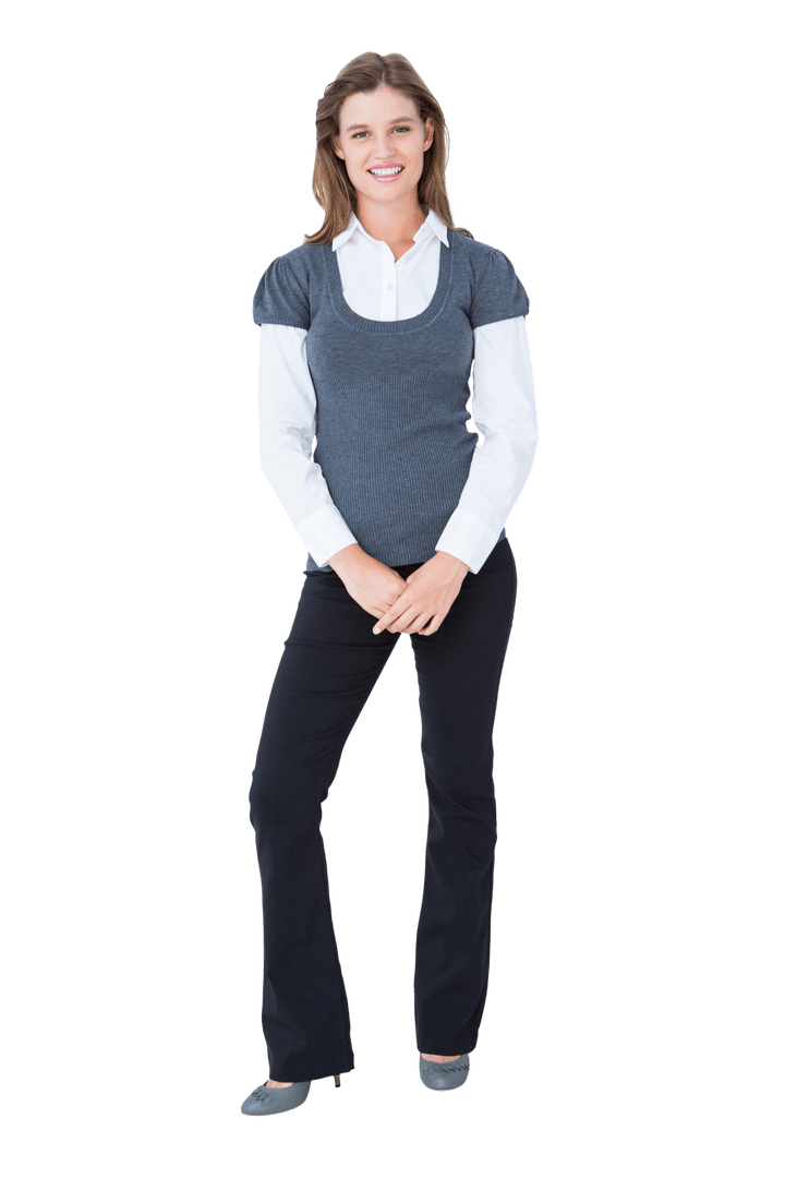 Attractive Young Woman Smiling Isolated on Transparent Background