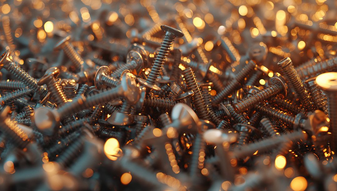 Highlight Single Metal Screw in Gleaming Golden Workshop Array
