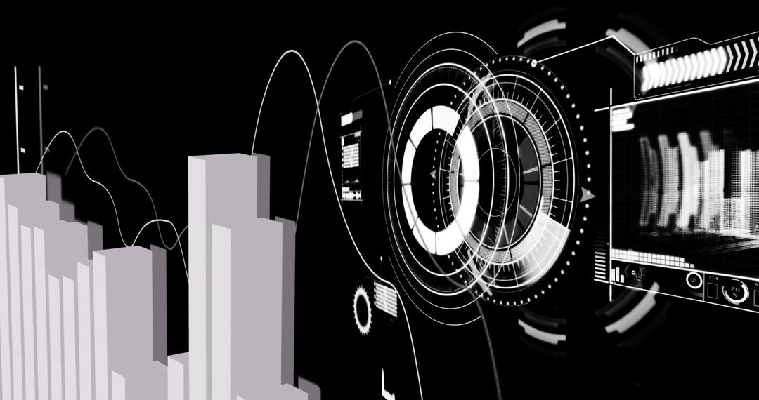 Futuristic Data Visualization on Dark Interface