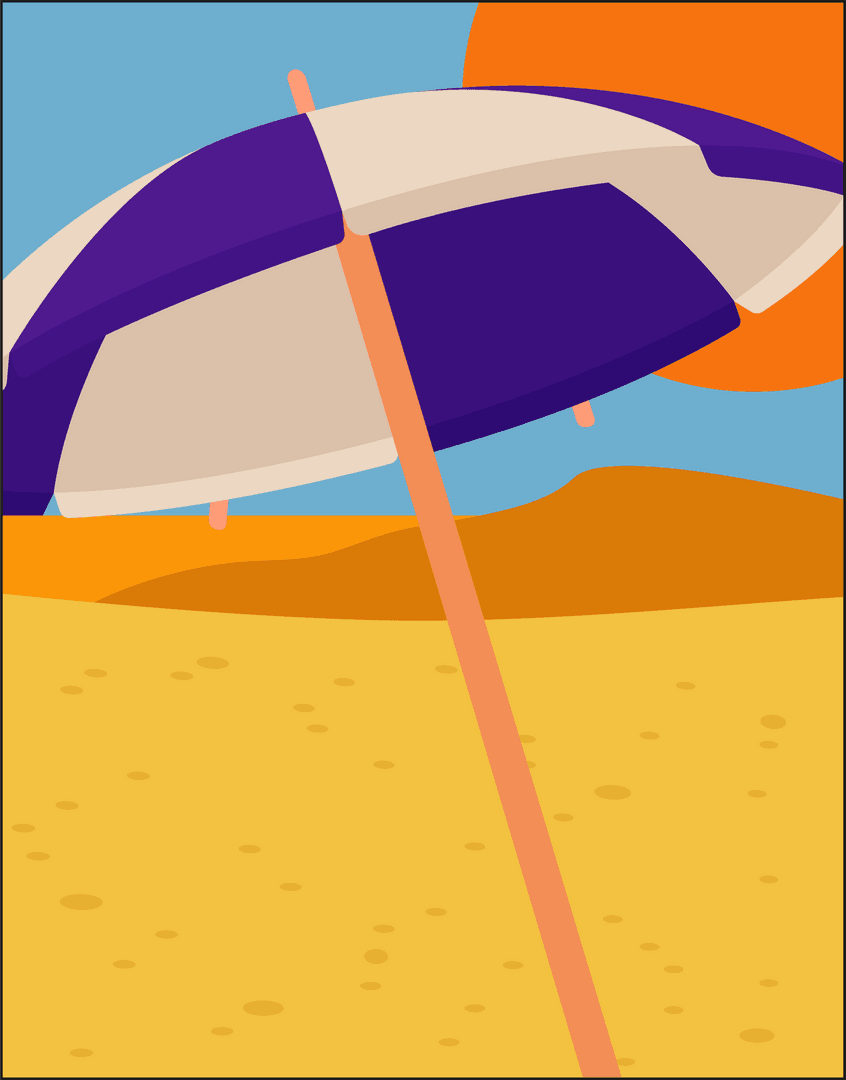 Minimalistic Tropical Beach Umbrella With Transparent Background