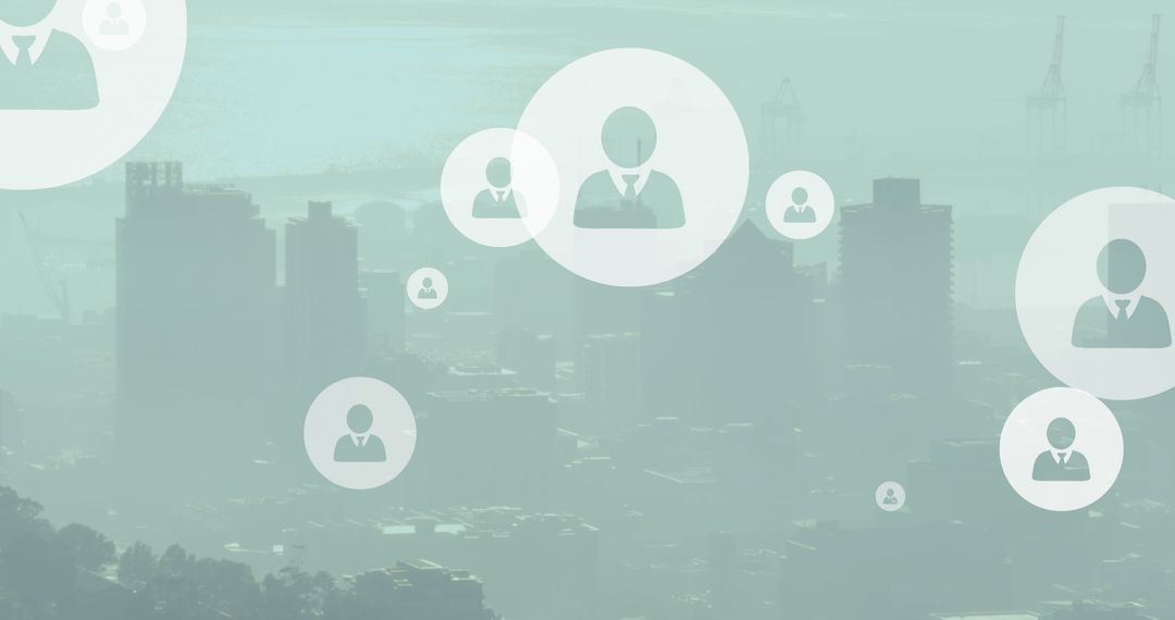 Global Networking Icons Overlaying Modern Cityscape