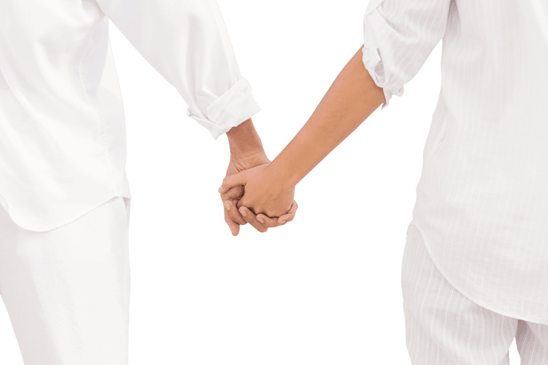 Couple Holding Hands Symbolizing Connection on Transparent Background