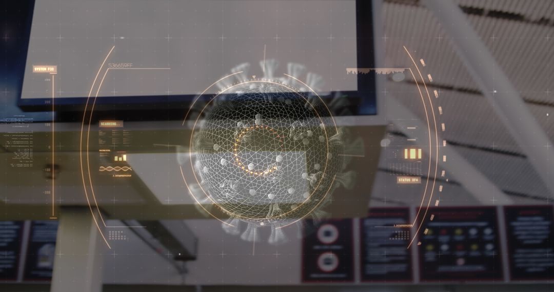 Digital Virus Hologram in Cutting-Edge Laboratory Environment