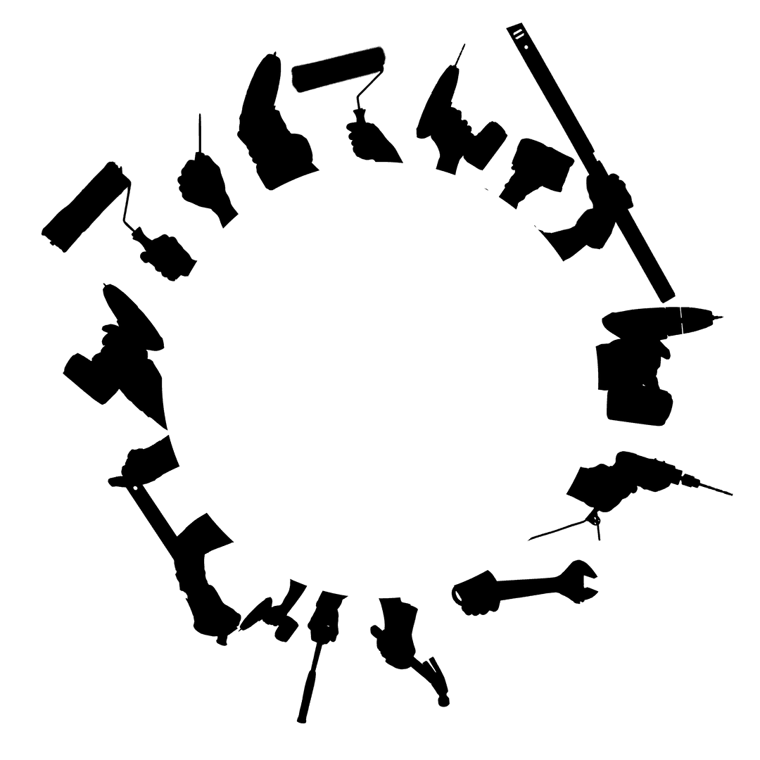 Transparent Circle of Black Tools with Copy Space Illustration