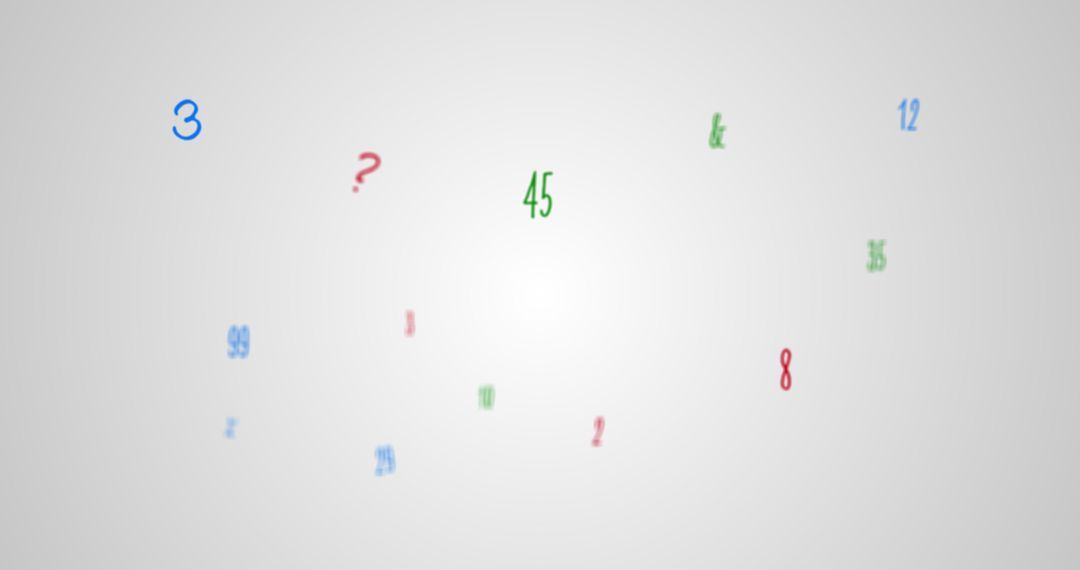 Colorful Random Letters and Numbers on White Background