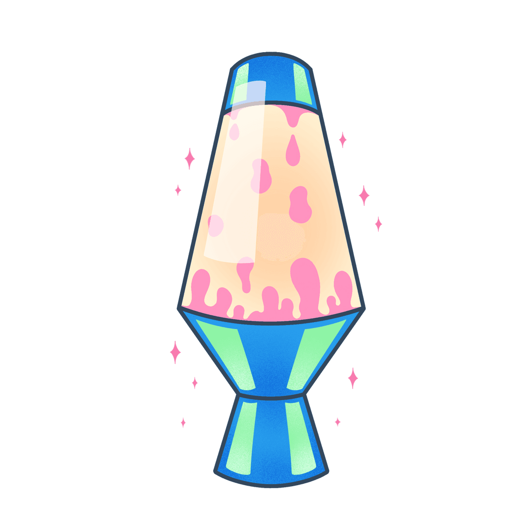 Retro Modern Lava Lamp with Transparent Background and Pink Sparkles