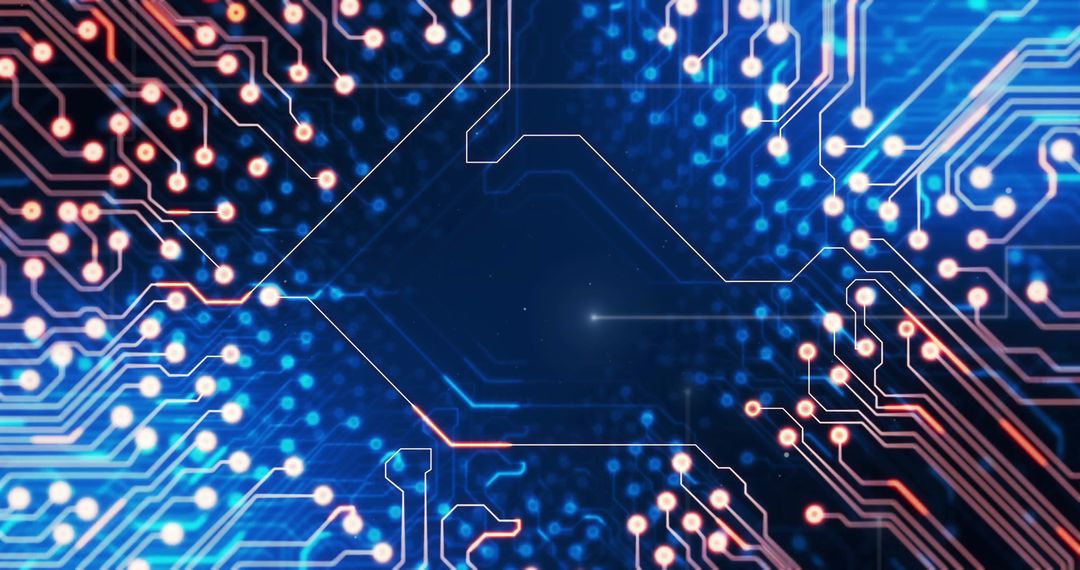 Futuristic Circuit Board with Blue Glowing Lines