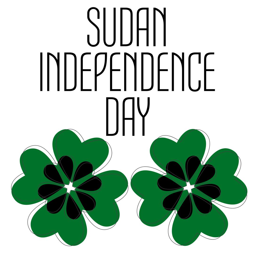 Sudan Independence Day Celebration with Stylized Clover Design