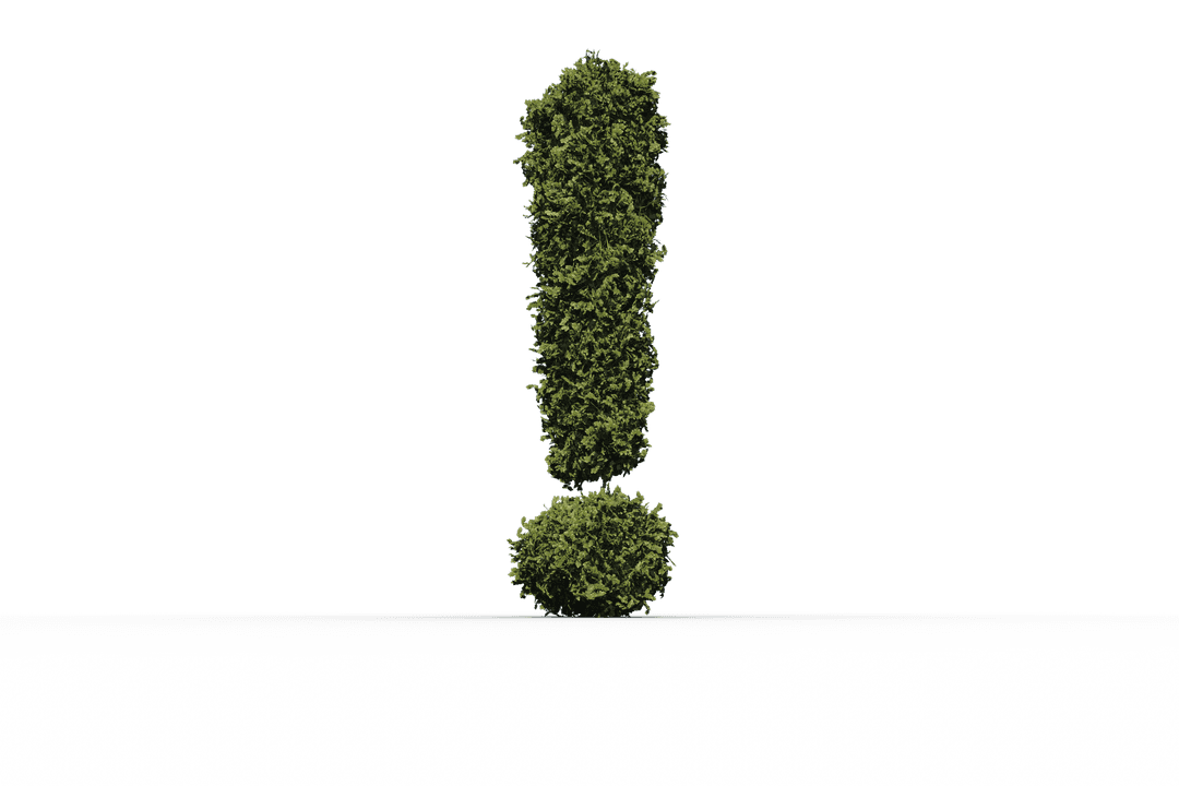 Exclamation Mark with Green Leaves on Transparent Background Icon