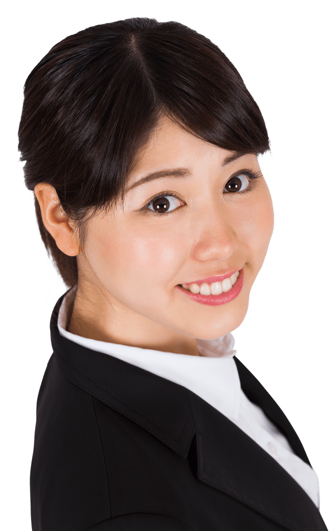 Transparent Image of Smiling Asian Businesswoman in Professional Attire
