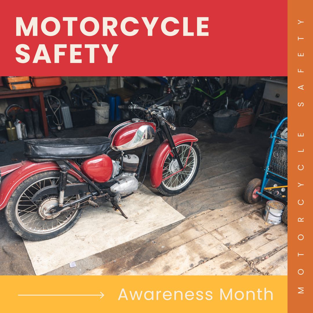 Motorcycle Safety Awareness Month Promotion with Vintage Motorcycle - Download Free Stock Templates Pikwizard.com