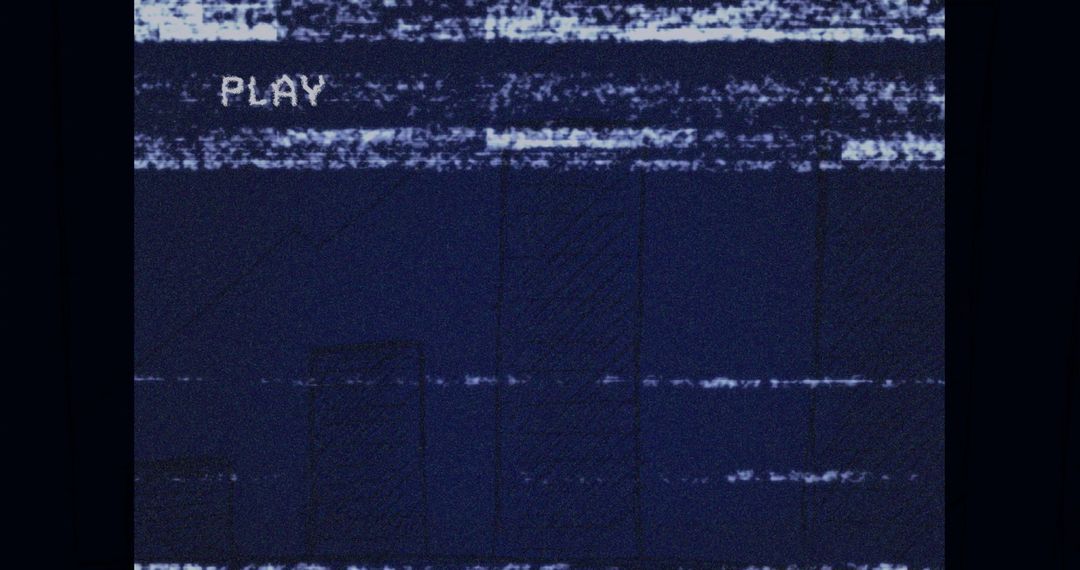 Retro Distorted TV Screen with Play Button and Static Bands