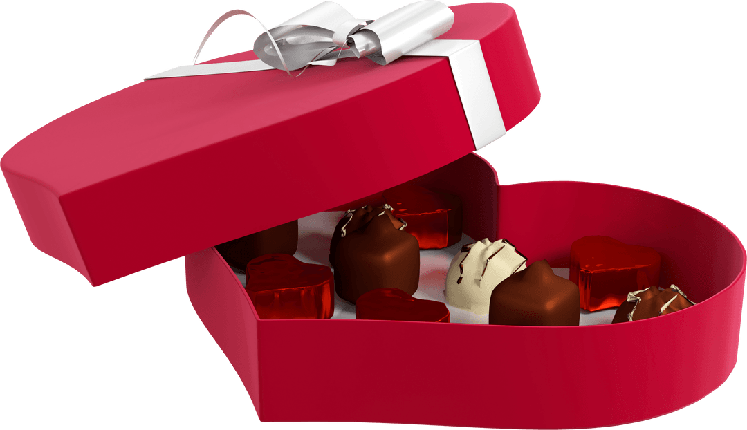 Transparent Heart Shaped Box of Chocolates with White Ribbon