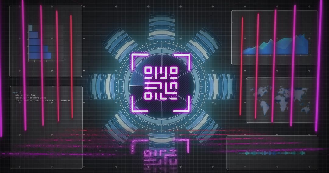 Futuristic Data Processing Digital Interface Screen