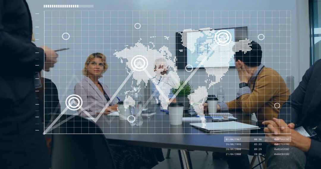 Diverse Team Analyzing Data with High-Tech Analytics