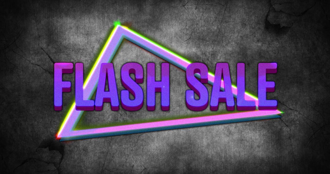 Retro Flash Sale Design with Neon Triangles