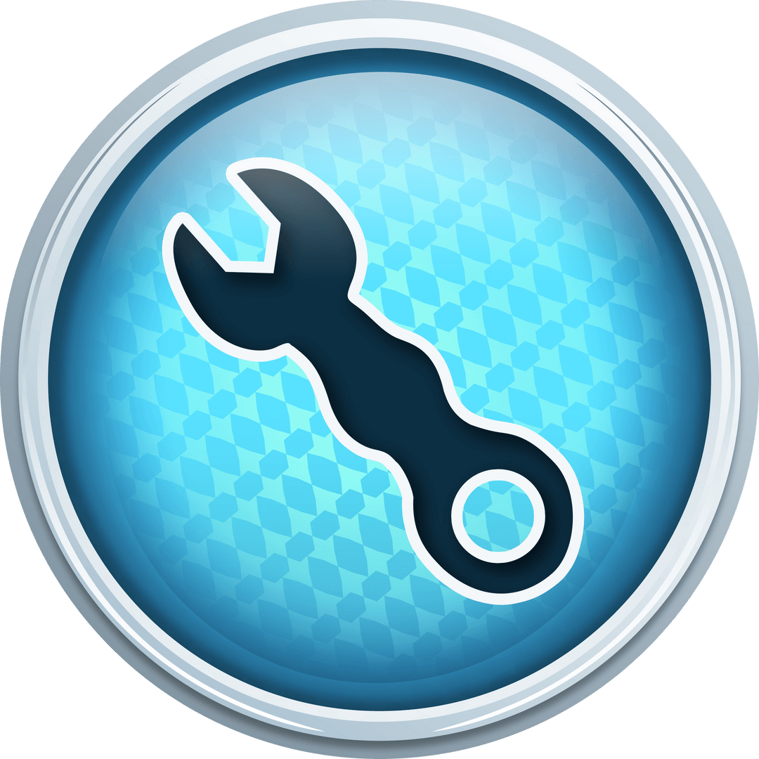 Blue Mechanics Wrench Icon on Transparent Background