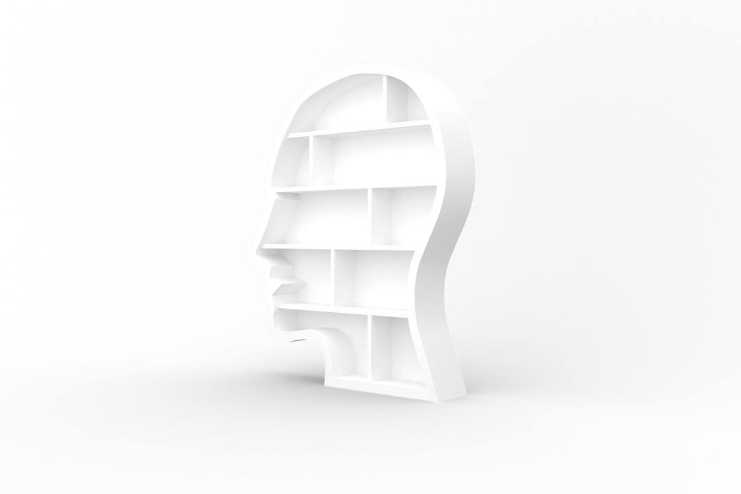 White Head-shaped Bookshelves on Transparent Background - Download Free Stock Images Pikwizard.com