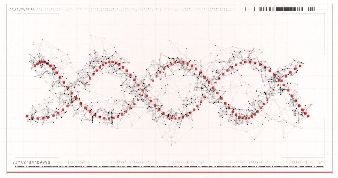 Futuristic DNA Helix with Digital Connections