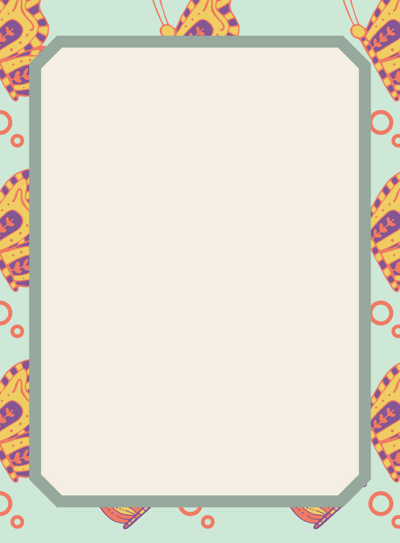 Colorful Patterned Frame on Transparent Background Design