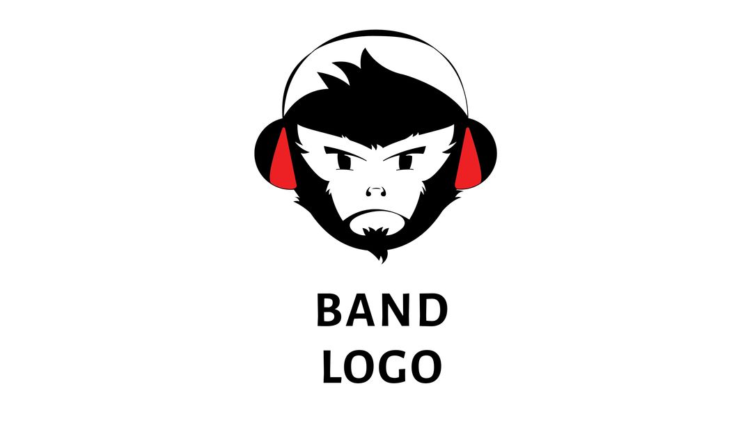 Edgy Monkey Band Logo with Headphones Symbolizing Rebellion - Download Free Stock Templates Pikwizard.com