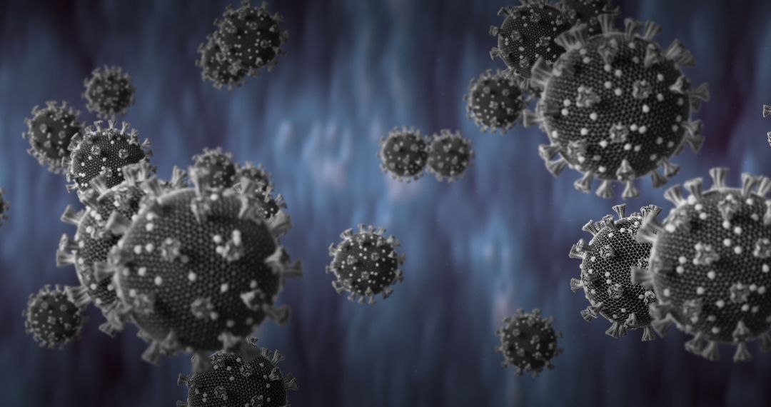 Digital Representation of COVID-19 Viruses on Dark Background