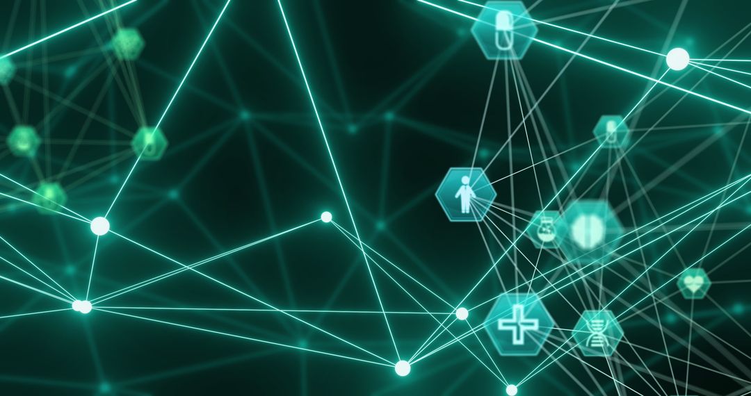Abstract Digital Network with Medical Icons Technology Background