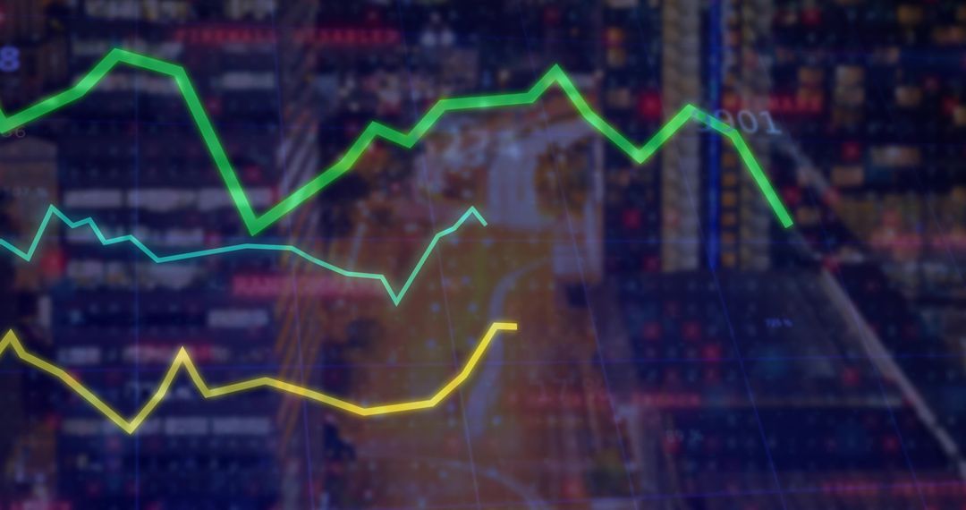 Three-Line Data Graph Visualization on Digital Grid Screen