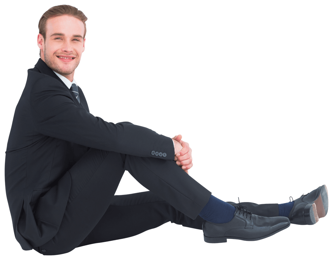Transparent Image of Relaxed Smiling Businessman Sitting