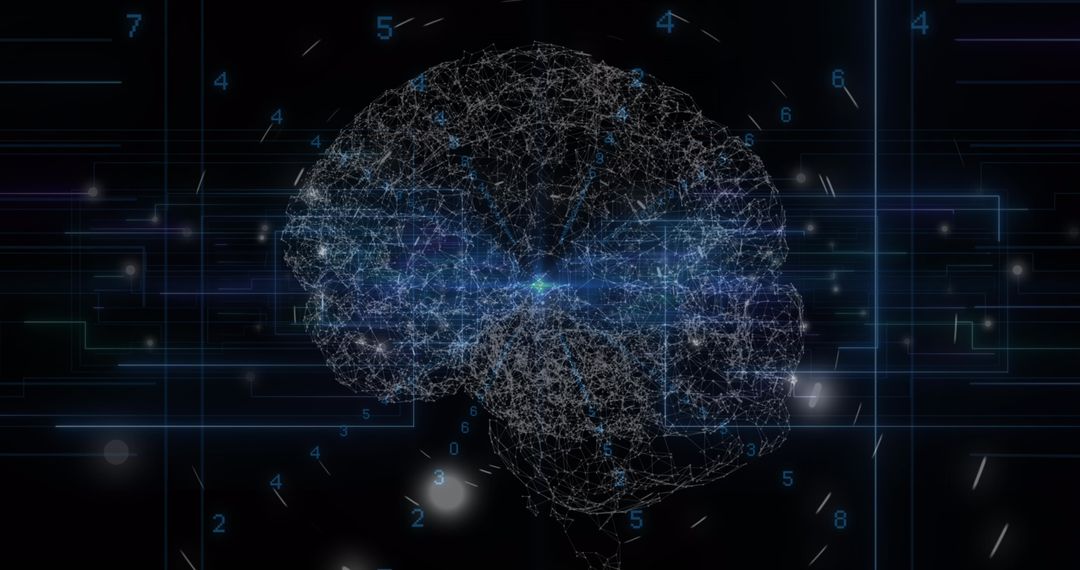 Digital Human Brain with Blue Light and Data Elements