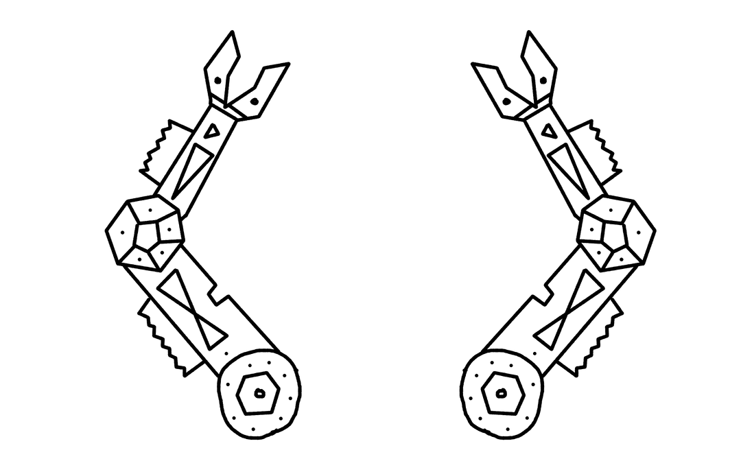 Translucent Vector Robot Arms on Clear Background Ianiustrlltratin