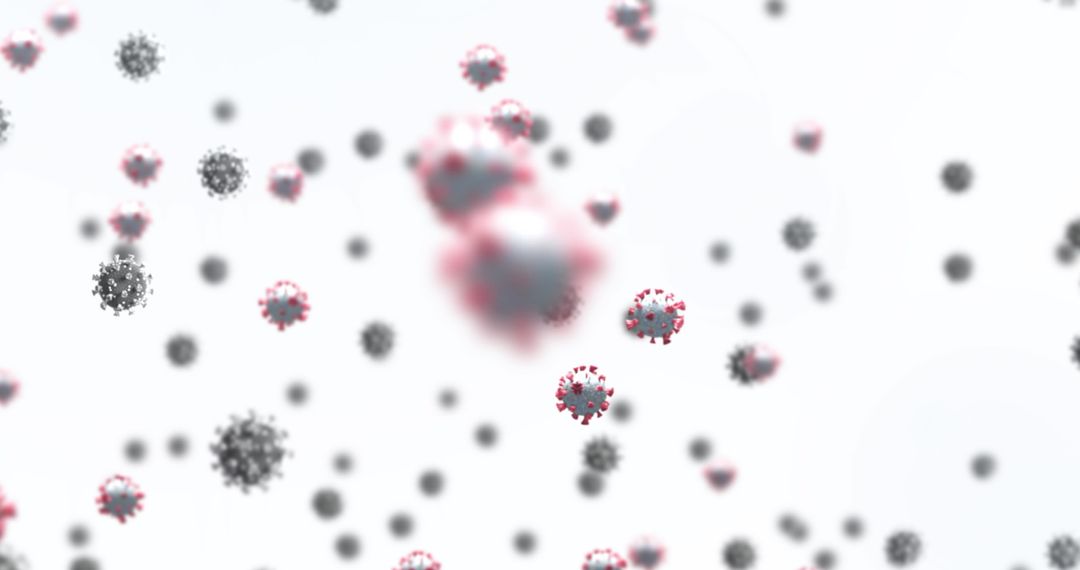 Floating Virus Microorganisms on White Background
