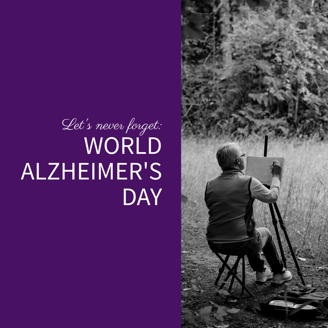 Senior Man Painting in Garden for World Alzheimer's Day - Download Free Stock Templates Pikwizard.com