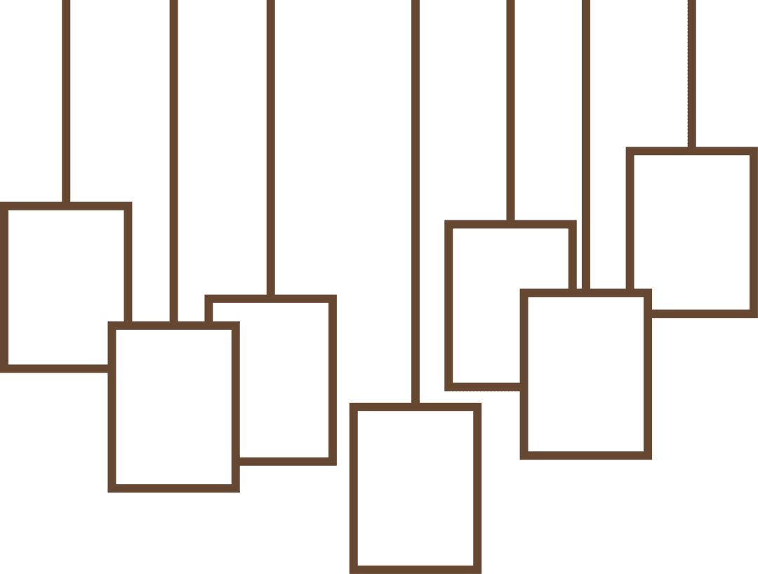 Seven Modern Brown Outlined Frames on Transparent Background