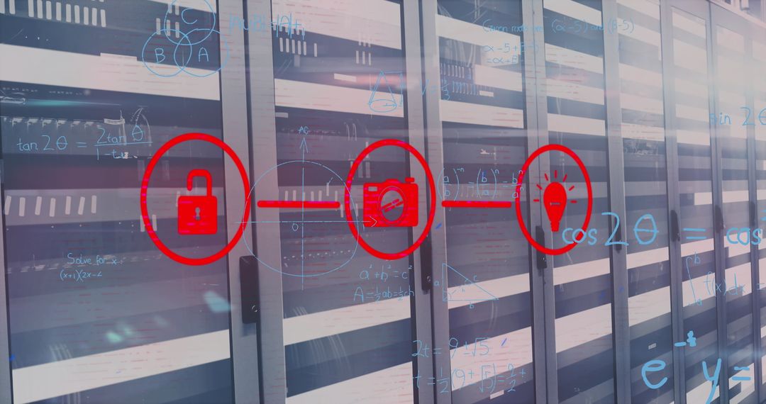 Cybersecurity Symbols Highlighting Secure Data Center Infrastructure