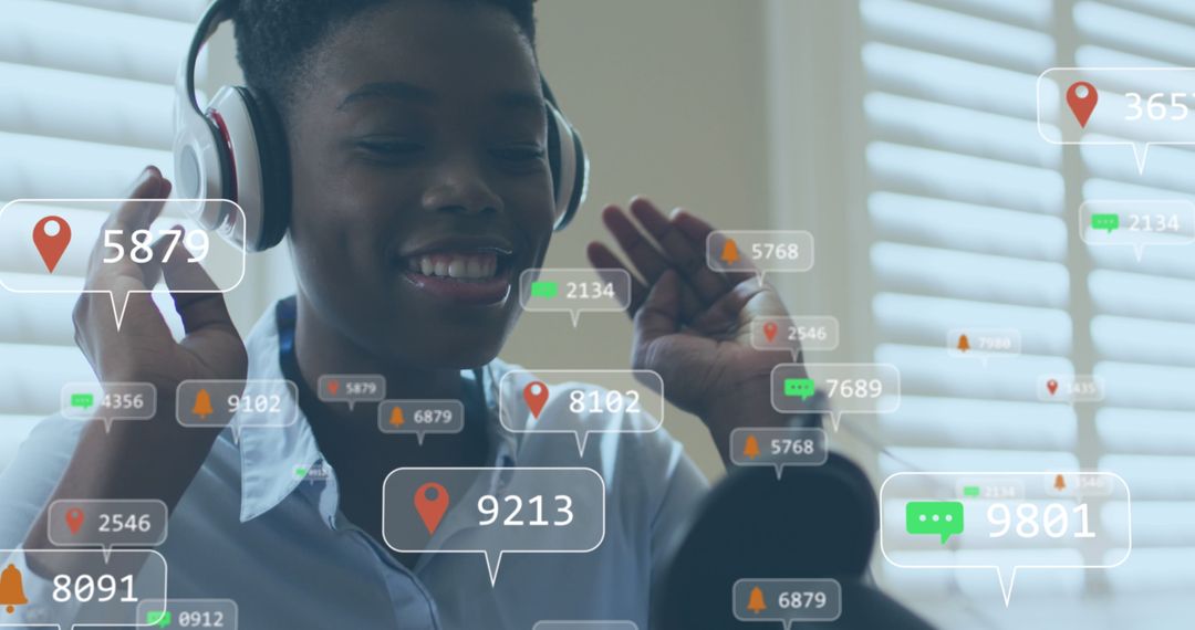 Woman Engaging with Social Media Insights and Notifications